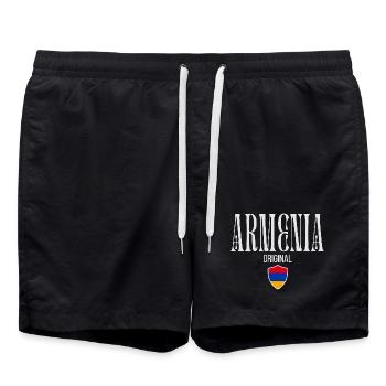 Originally from Armenia, born in Armenia - Swim Trunks - black - Front - AI Model Male 185 light (185cm)