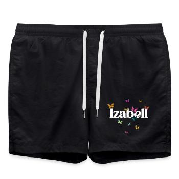 Beau prénom de fille IZABELL avec des papillons - Short de bain - noir - Devant - AI Model Male 185 light (185cm)