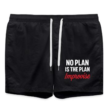 Message Motivante Pas de Plan - Short de bain - noir - Devant - AI Model Male 185 light (185cm)
