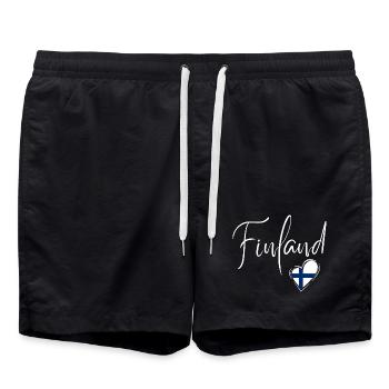 I love Finland, made in Finland - Swim Trunks - black - Front - AI Model Male 185 light (185cm)