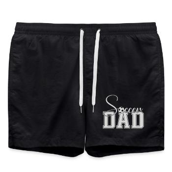 Soccer Dad Varsity Block Text - Swim Trunks - black - Front - AI Model Male 185 light (185cm)