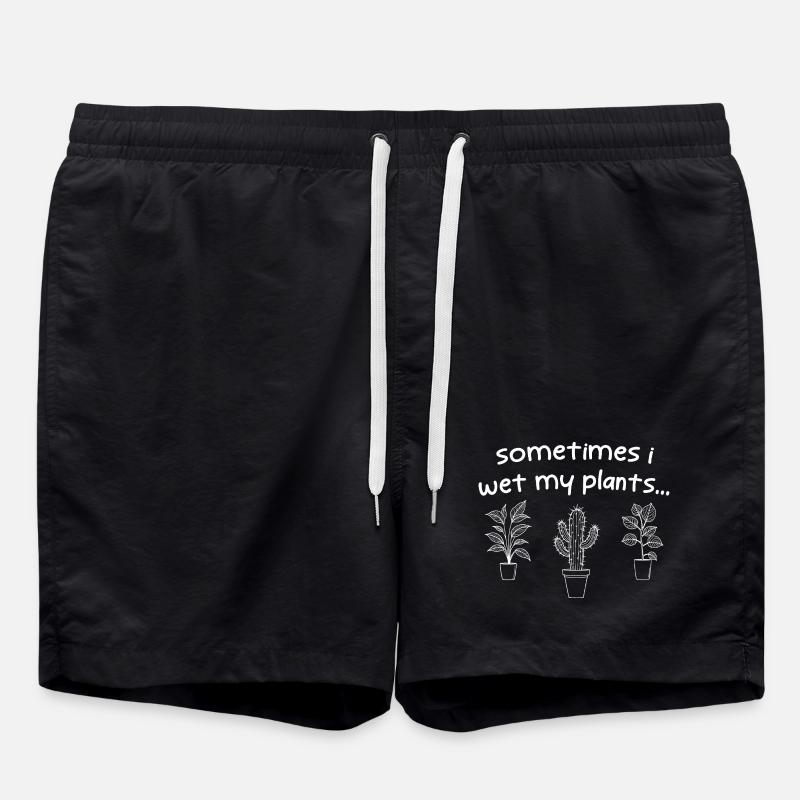 Sometimes I Wet My Plants - Swim Trunks - black