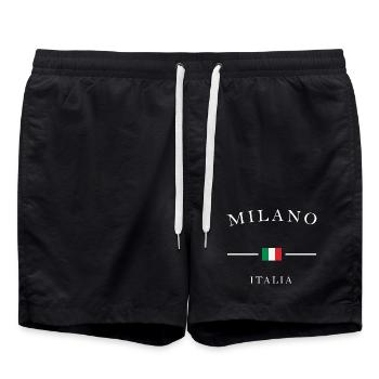 Milano Italia Noir Flag Print - Swim Trunks - black - Front - AI Model Male 185 light (185cm)