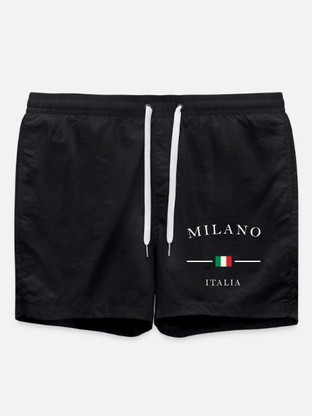 Milano Italia Noir Flag Print - Swim Trunks - black
