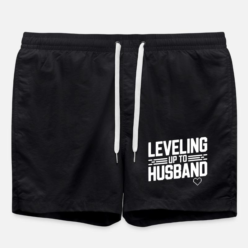 Leveling Up To Husband - Swim Trunks - black