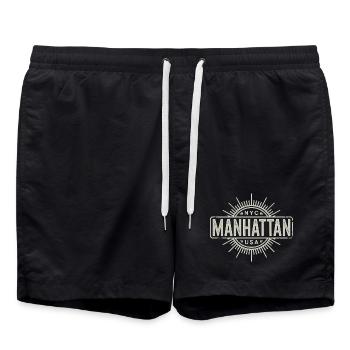Manhattan - New York Souvenir Design - Swim Trunks - black - Front - AI Model Male 185 light (185cm)