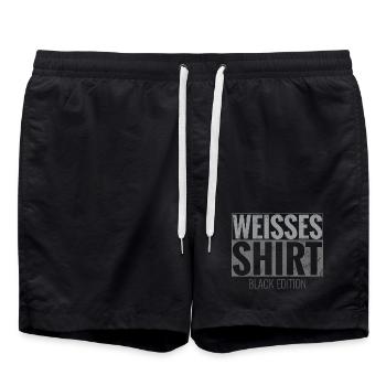 White Shirt Black Edition Funny Saying - Swim Trunks - black - Front - AI Model Male 185 light (185cm)