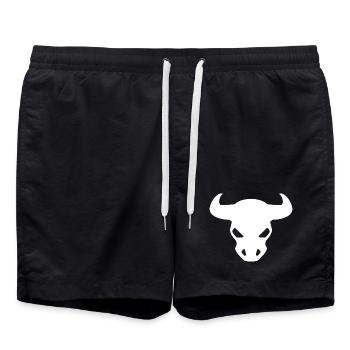 Bull Design – Bull's Head Outfit - Swim Trunks - black - Front - AI Model Male 185 light (185cm)