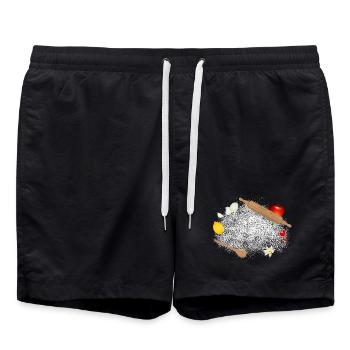 Flour and ingredients – atmospheric kitchen motif - Swim Trunks - black - Front - AI Model Male 185 light (185cm)