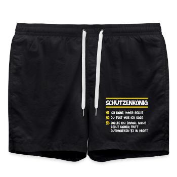 Schützenkönig Gesetze Lustiger Schützenfest Spruch - Badeshorts - Schwarz - Vorne - AI Model Male 185 light (185cm)