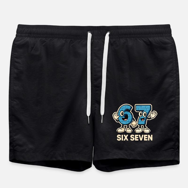 Sechs Sieben Meme Lustig 6 7 Geschenkidee - Badeshorts - Schwarz
