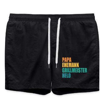 Dad Husband Grill Master Hero - Swim Trunks - black - Front - AI Model Male 185 light (185cm)