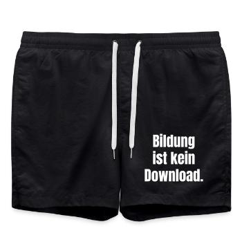 Education is not a download - Swim Trunks - black - Front - AI Model Male 185 light (185cm)
