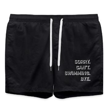 Sorry Can't Swimming Bye Schwimmer Ausrede Humor - Badeshorts - Schwarz - Vorne - AI Model Male 185 light (185cm)