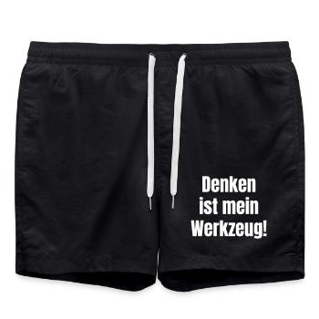 Thinking is my tool - Swim Trunks - black - Front - AI Model Male 185 light (185cm)