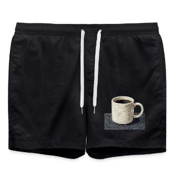 Embroidered mug filter coffee slow coffee (printed) - Swim Trunks - black - Front - AI Model Male 185 light (185cm)