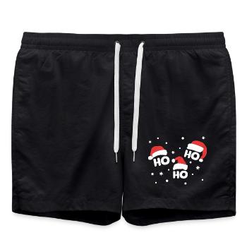 HO HO HO avec des chapeaux de Père Noël - Short de bain - noir - Devant - AI Model Male 185 light (185cm)