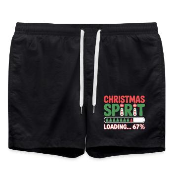 Christmas Spirit Loading 67% – Festive Humor - Short de bain - noir - Devant - AI Model Male 185 light (185cm)