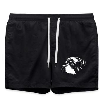 Dog Rott Silhouette Black White - Swim Trunks - black - Front - AI Model Male 185 light (185cm)