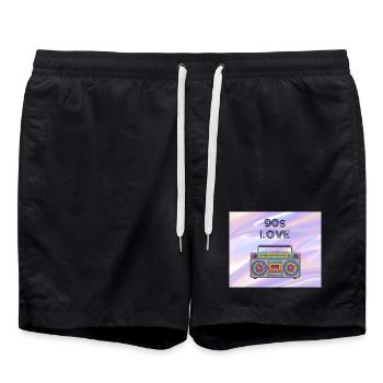 Boombox d’amour des années 90 - Short de bain - noir - Devant - AI Model Male 185 light (185cm)