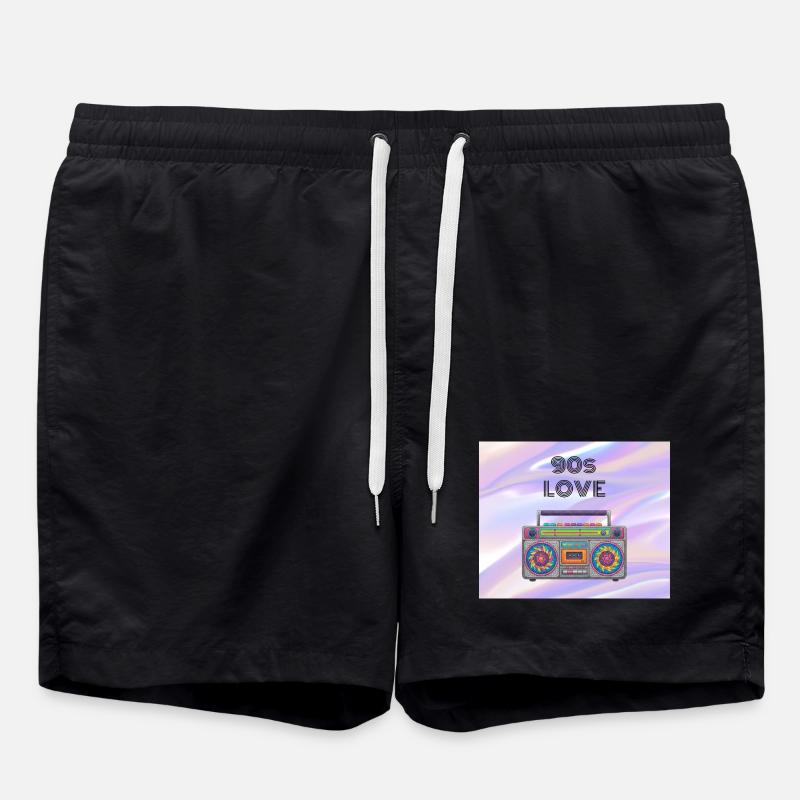 90s Liebe Boombox - Badeshorts - Schwarz