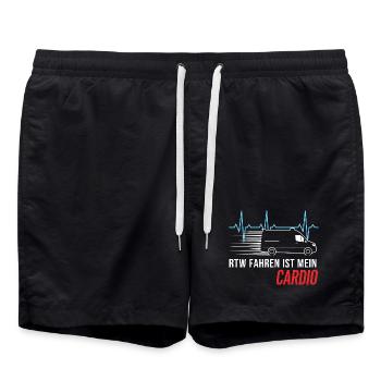 RTW Ambulance Ambulance Rescue Service Paramedic - Swim Trunks - black - Front - AI Model Male 185 light (185cm)