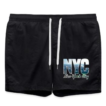 NYC Skyline Block Letters - Swim Trunks - black - Front - AI Model Male 185 light (185cm)