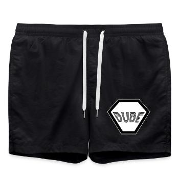 Dude Retro Mann Junggeselle Männer Typ Kerl - Badeshorts - Schwarz - Vorne - AI Model Male 185 light (185cm)