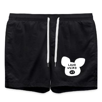 weird Schwein coole Sprüche Quotes Landwirt Bauer  - Badeshorts - Schwarz - Vorne - AI Model Male 185 light (185cm)