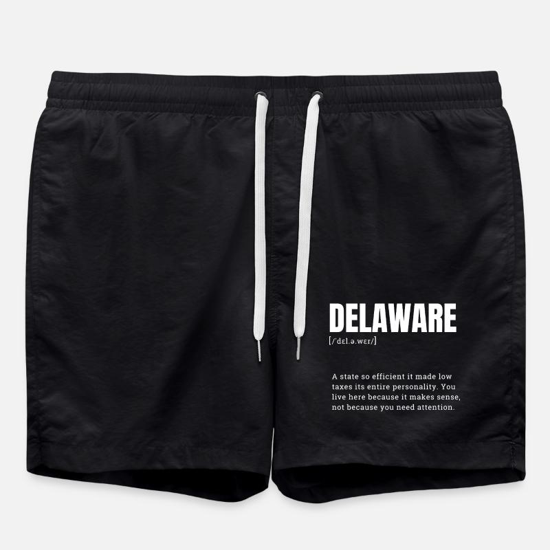 Delaware Neon Typography - Swim Trunks - black