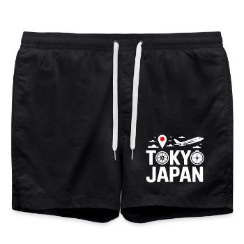 Motif du voyage urbain Tokyo au Japon - Short de bain - noir - Devant - AI Model Male 185 light (185cm)