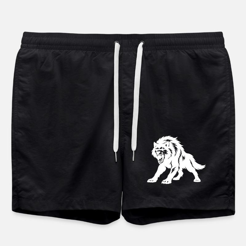Wolf Silhouette - Swim Trunks - black