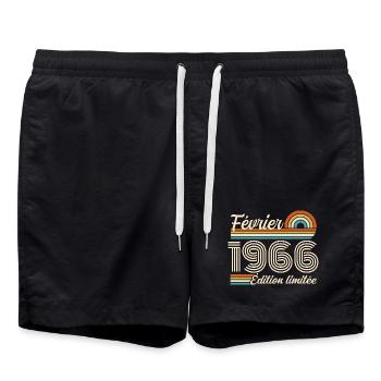 Born in February 1966 | 60th Anniversary - Swim Trunks - black - Front - AI Model Male 185 light (185cm)