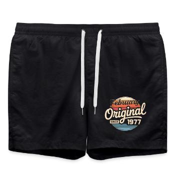 Février 1977 Cadeau d’anniversaire Février 1977 - Short de bain - noir - Devant - AI Model Male 185 light (185cm)