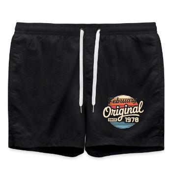 February 1978 Birthday Gift February 1978 - Swim Trunks - black - Front - AI Model Male 185 light (185cm)