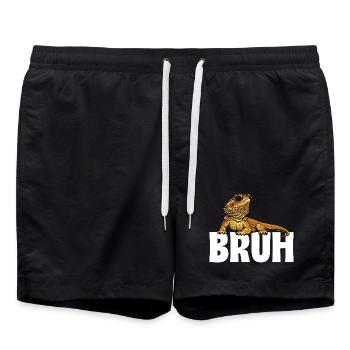 Bruh Bearded Dragon Funny Beardie - Swim Trunks - black - Front - AI Model Male 185 light (185cm)