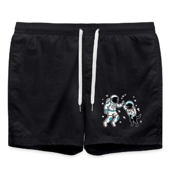 Astronaut Dog Labrador Black High Five Space - Swim Trunks - black - Front - AI Model Male 185 light (185cm)