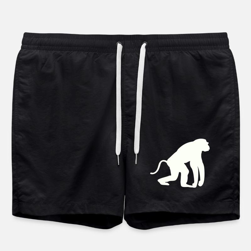 Monkey Silhouette - Swim Trunks - black