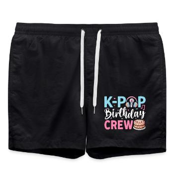 K-Pop Birthday Crew - Badeshorts - Schwarz - Vorne - AI Model Male 185 light (185cm)
