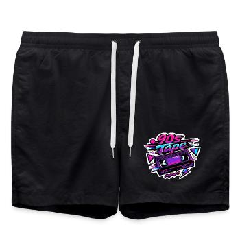 90s Tape Neon Retro Cassette - Badeshorts - Schwarz - Vorne - AI Model Male 185 light (185cm)