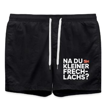 Na Du Kleiner Frechlachs Gamer Lachs Meme Zocker - Badeshorts - Schwarz - Vorne - AI Model Male 185 light (185cm)