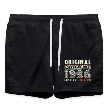 1996 Vintage Retro Birthday Gift - Swim Trunks - black - Front - AI Model Male 185 light (185cm)