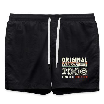 2008 Vintage Rétro Cadeau d’anniversaire - Short de bain - noir - Devant - AI Model Male 185 light (185cm)
