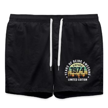 Legendary since 1974, Vintage Edition 1974 Retro - Swim Trunks - black - Front - AI Model Male 185 light (185cm)