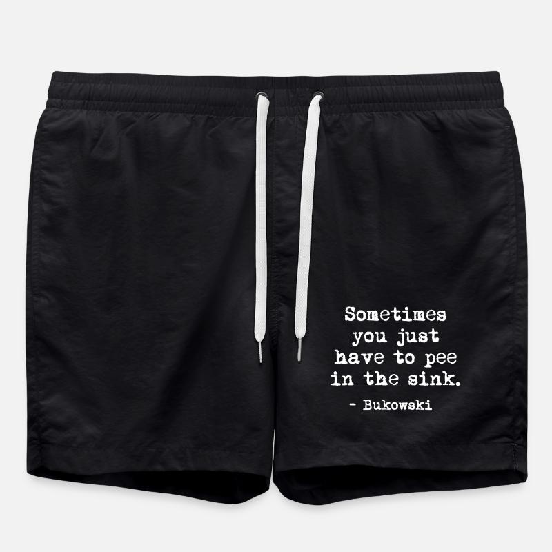 Charles Bukowski Bold Quote Tee - Swim Trunks - black