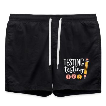 Bleistiftkritzeleien auf Schwarz testen - Badeshorts - Schwarz - Vorne - AI Model Male 185 light (185cm)