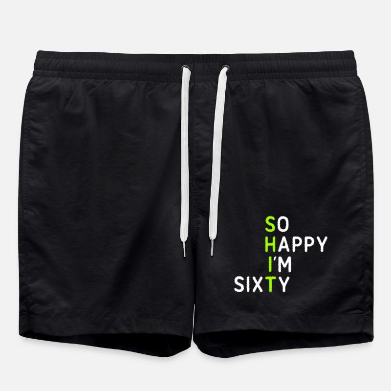So Happy I'm Sixty - Swim Trunks - black