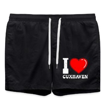 Vacances en mer du Nord J’ADORE CUXHAVEN Drôle - Short de bain - noir - Devant - AI Model Male 185 light (185cm)