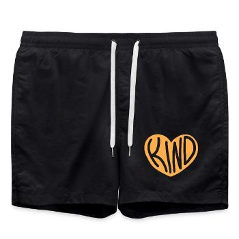 Conception typographique Heart KIND - Short de bain - noir - Devant - AI Model Male 185 light (185cm)