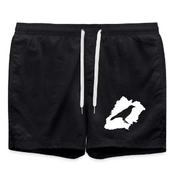 Kiersper Rauk with Stadtsillhouette white - Swim Trunks - black - Front - AI Model Male 185 light (185cm)